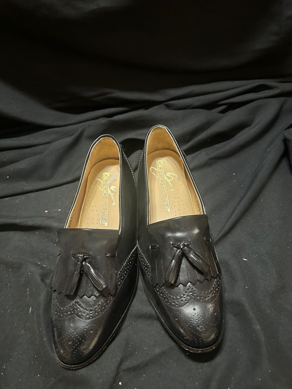 Men's Black Tassel Loafers - Dress Slip-Ons-Giorgio brutini size 8.5 with box
